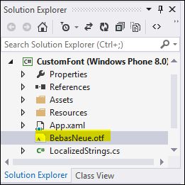 custom font in Solution Explorer